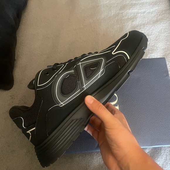 Dior Black Chunky Sneakers with Geometric Design